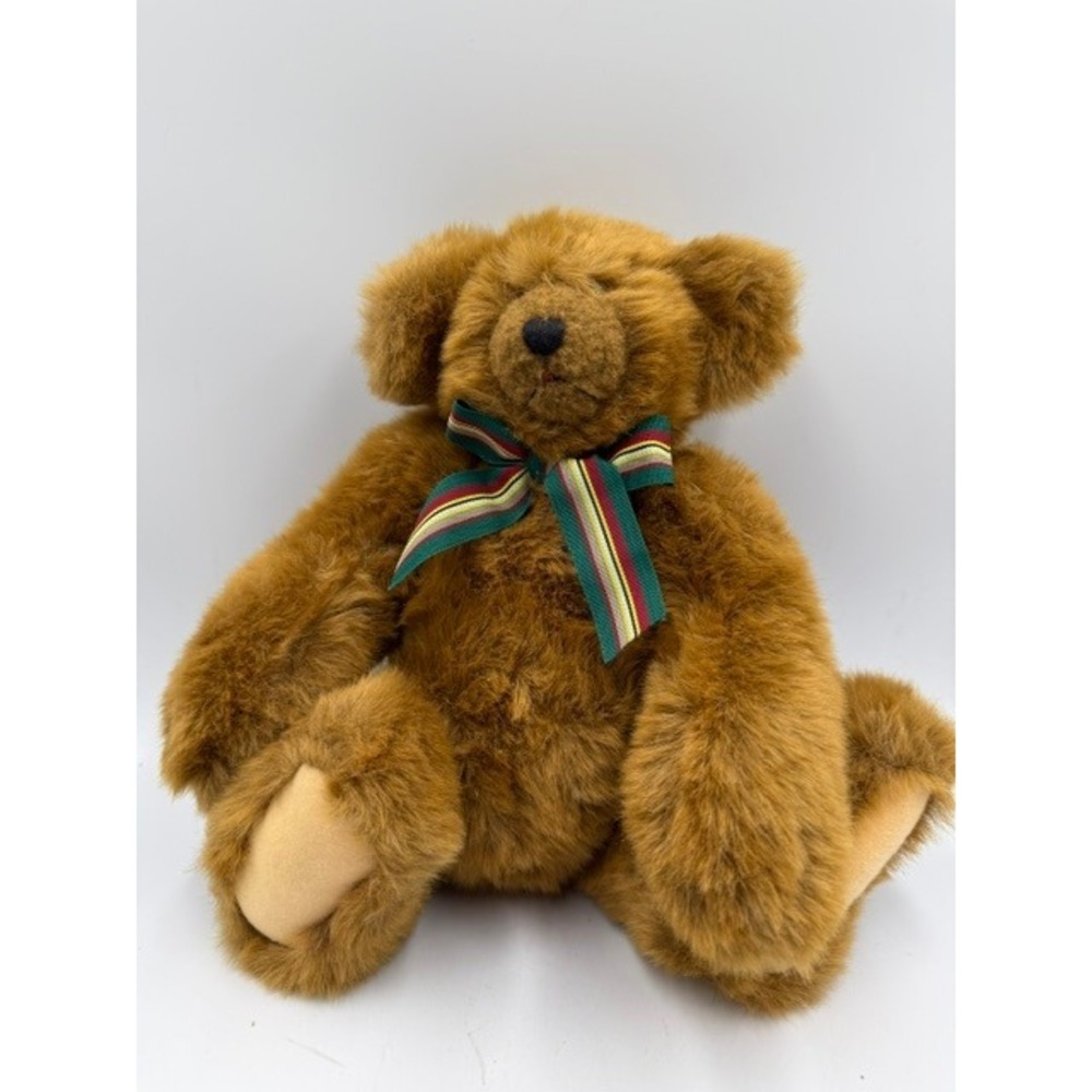 Vintage 1996 Mary Meyer Brown Plush Teddy Bear Striped Bow Judith Eppolito